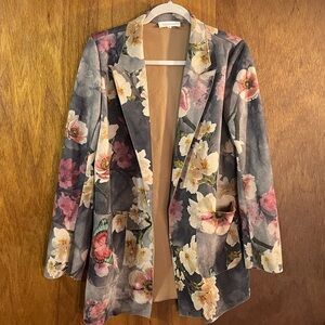 SOLITAIRE Faux Suede Floral Jacket Sz M